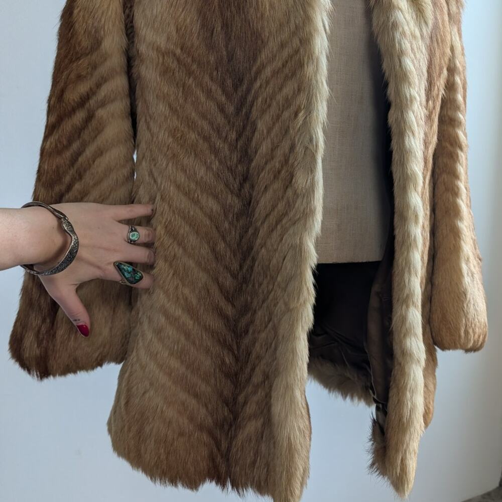 Vintage Golden Brown Real Fur Coat - Picture 5 of 12